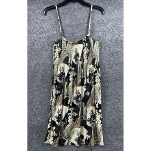 Pineapple‎ Moon Dress Sleeveless Mini Fit Flare Floral Stretch Large Tropical